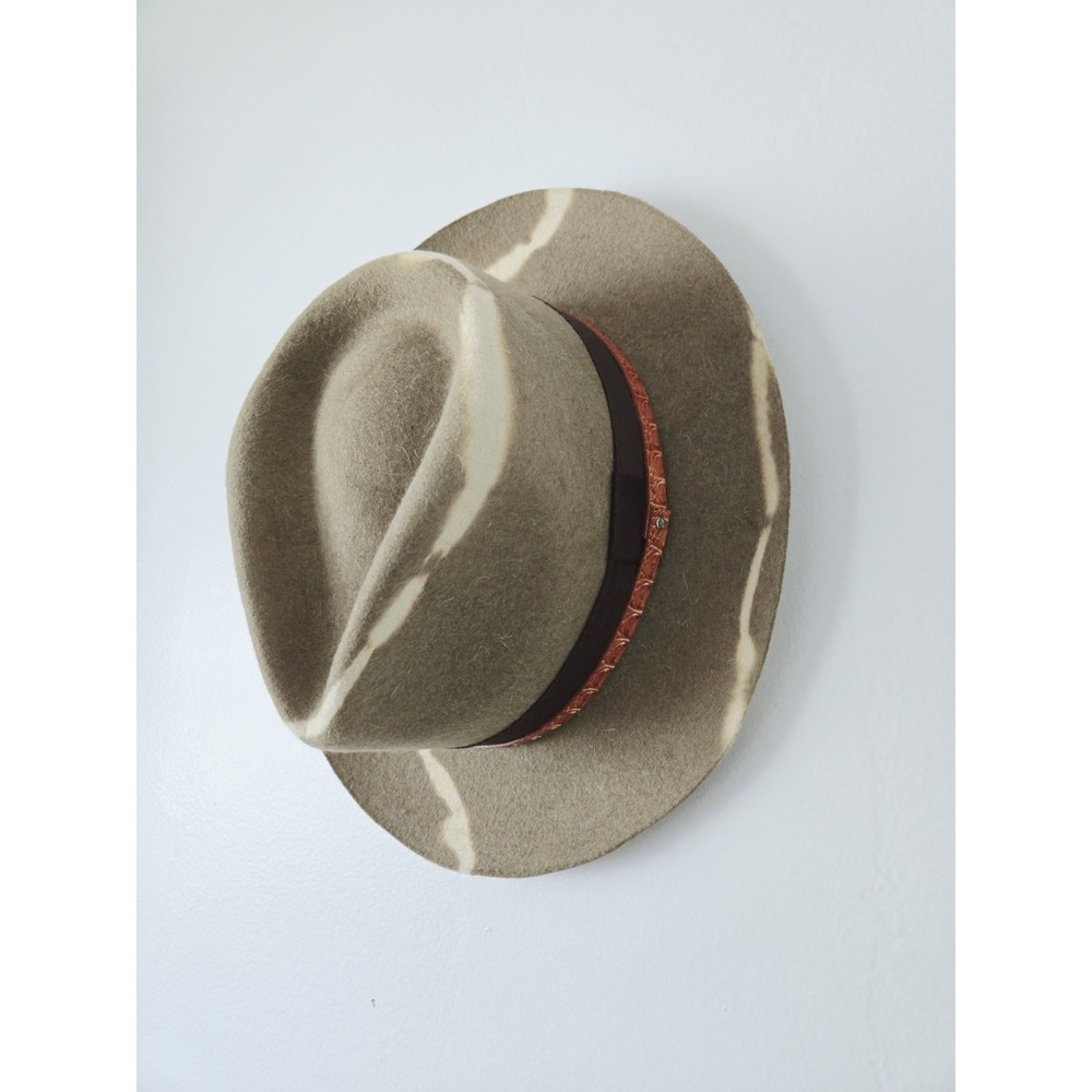 🗼Rare Biltmore Men's Two Tone Brown Fedora Dress Hat Sz Medium 7⅛" Western Hat